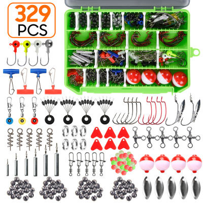 329pcsbox Fishing Accessories Set For Carp Pike Saltwater Lake Sinker Weight Float Spoon Spinner Snap Tackles Box Kit Lure Bait