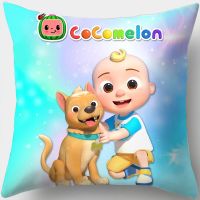 Cute cartoon Cocomelon pattern single sided printed polyester throw pillowcase Car seat cover Home decoration pillowcase （Without pillow core）