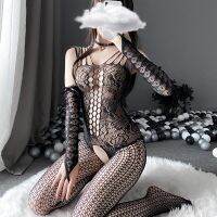 【July hot】 Small chest exposed breast sexy pajamas stockings womens large size hot jumpsuit hollowed out temptation one-piece fishnet