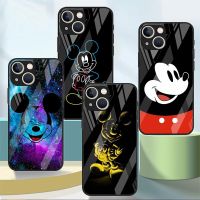 Tempered Glass Case For Apple iPhone 11 13 Pro Max SE 7 8 + 12 Mini 14 Plus X XS XR 6 6S Back Phone Cover Cartoon Mickey Mouse  Screen Protectors