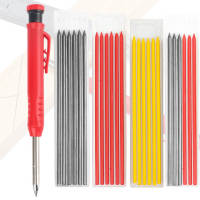 WEII Solid Carpenter Pencil Set with Refill Long Nosed Deep Hole Mechanical Marker Marking Tool with Sharpener for Woodworking Scribe