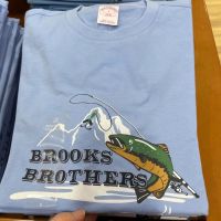 ♣แฮนด์ส์ Brooks Brooks Brooker Broker,เสื้อยืดแขนสั้นฤดูร้อนพิมพ์ลายด้านหลังลำลองเชิ้ตคู่รัก