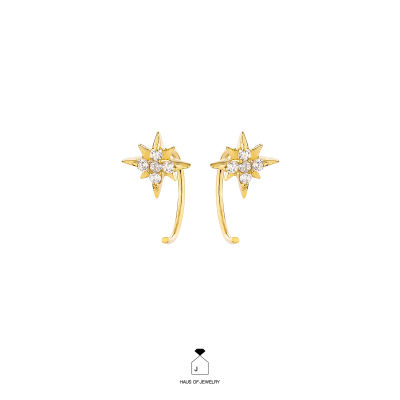 Haus of Jewelry - SELENE STARLIGHT EARRINGS ต่างหูเงินแท้ ประดับเพชรคิวบิกเซอร์โคเนีย (Cubic Zirconia)