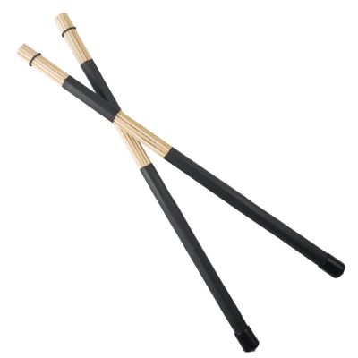 1คู่ Jazz Rod แปรง Sticks 15.7 "/40ซม. ไม้ไผ่สีดำยางสำหรับ Jazz Folk Music Drumsticks