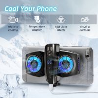 ❦☇ Dual Semiconductor Mobile Phone Cooler RGB Game Cooling Fan Heat Sink with Temperature Display for Cell Phone Radiator for PUBG