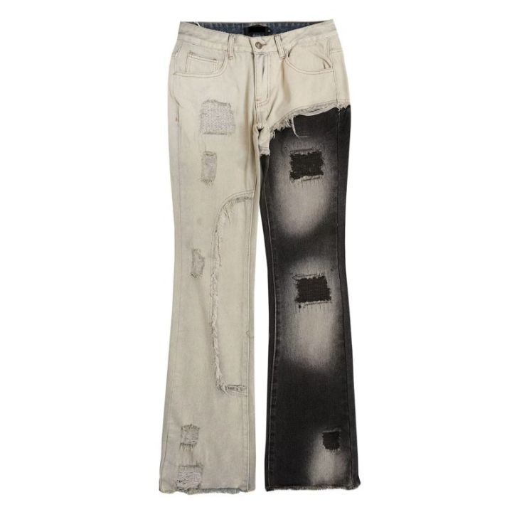 แฟชั่น-splicing-ripped-กางเกงยีนส์บุคลิกภาพ-contrast-สี-hip-hop-กางเกงชาย-designer-patchwork-y2k-streetwear-denim-กางเกง