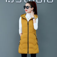 women Long vest coat women Casual thick warm Autumn sleeveless waistcoat female cotton padded jacket plus size