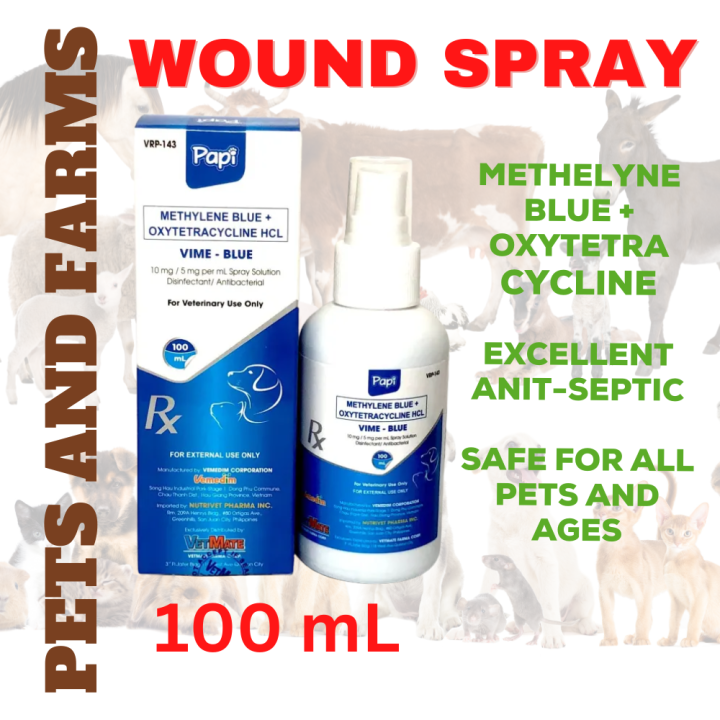PAPI VIME BLUE WOUND SPRAY with METHYLENE BLUE and OXYTETRACYCLINE