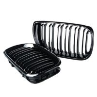 2Pcs รถสไตล์ Gloss สีดำด้านหน้าไต Double Slat Grill Grille สำหรับ Bmw E46 4ประตู4d 3 Series 2002-2005