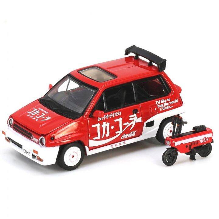 Modèle Réduit 1:64 Honda City Turbo II Avec Motocompo - Édition Coca-Cola Par INNO64 - Neuf