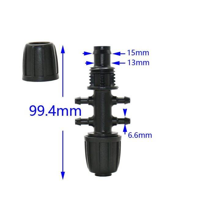 สายยางสวน1-2quot-to-1-4ท่อ4-way-หัวฉีดน้ำสลักเกลียว4-7มีหนามคู่ทางตัวเชื่อมระบบน้ำสกรู16มม1ชิ้น