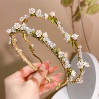 Vivienne Westwood High-end 2023 new pearl flower headband for women light luxury high-end and versatile French fairy sweet headband