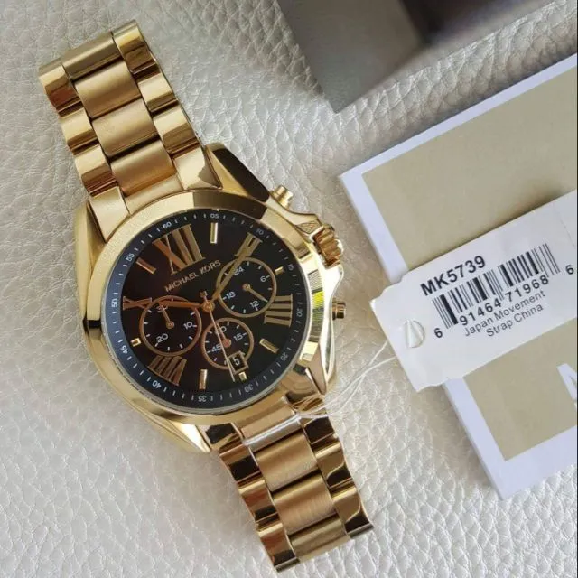 Original US Design w Serial Number Michael Kors MK5739 Gold-Tone Stainless  Steel with Black Dial Chronograph for Men complete with Paper bag, Box,  Manual with 2-year warranty by Power E-Shop | Lazada