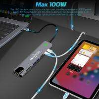 GOOJODOQ 8-in-1 ฮับอะแดปเตอร์อ่านการ์ด USB Type-C Hub 4K HDMI RJ45 USB SDTF PD ชาร์จเร็ว สำหรับ Air Pro PC