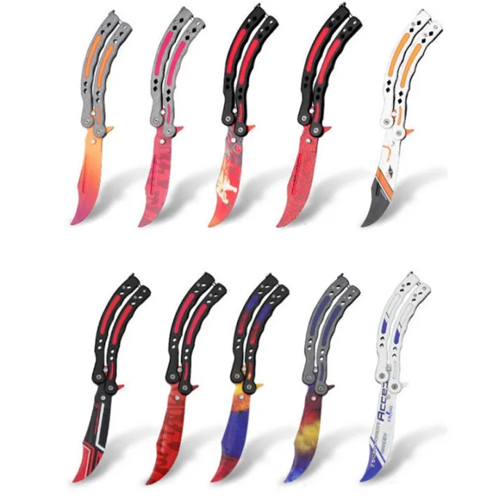 【Lulufafa】COD มีดบาลิซอง มีดผีเสื้อ balisong ซ้อม มีด butterfly knife csgo Lazada.co.th