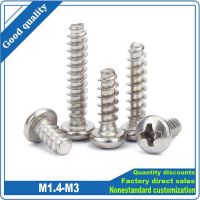 10/50X M1.2 M1.4 M1.7 M2 M2.6 M3 M3.5 M4 M5 304 Stainless Steel Cross Recess Phillips Pan Head Flat End Self Tapping Wood Screw