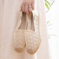 Fisherman bud silk net surface in spring and summer sandal shoes female 2023 lazy one and a half leather slippers breathable linen single shoes