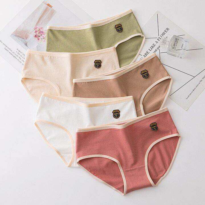 m-2xl-28-40-r-style-badge-design-seluar-dalam-wanita-lovely-mid-waist-plain-colour-cotton-women-panties-underwear