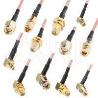 JXRF SMA Male Plug to SMA Female Male Plug Right anlge Connector RF Coaxial Jumper Pigtail Cable RG316 For Radio Antenna