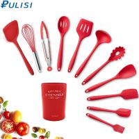 1PC Silicone Cooking Tool Sets Spoon Brush Spatula Egg Beater Kitchen Cooking Tools Kitchenware Kitchen Utensil Set Black Red