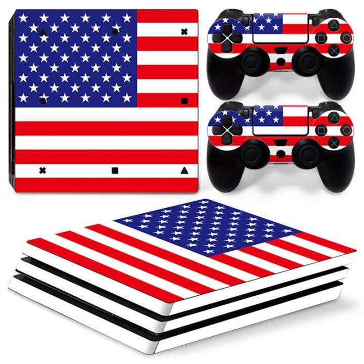 mq-สไตล์ใหม่-flag-1609-ps4ฝาครอบรูปลอกสติ๊กเกอร์สกินสำหรับ-ps4-pro-console-และ2คอนโทรลเลอร์-ps4-pro-skin-กรอบและที่คลุม