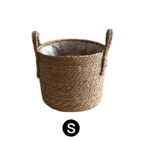 SML Hand-Woven Storage Basket Flower Pot Basket Wicker Crafts Decoration Art Storage Bucket Handmade Straw Storage Basket