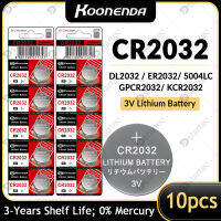 10ชิ้น Koonenda CR2032 3โวลต์,CR ลิเธียม3โวลต์220มิลลิแอมป์ชั่วโมงเซลล์เหรียญสำหรับนาฬิกา,Key Fob,รถระยะไกล,กลูโคสตรวจสอบ