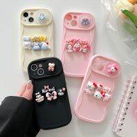 Sanrio เคสโทรศัพท์ใช้ได้กับ iPhone 15 14 13 12 Pro Max 11,HelloKitty Cinnamoroll Mardy Kuromi 3D ตุ๊กตาดึงกระจกหน้าต่างตัวป้องกันเคส TPU นุ่ม