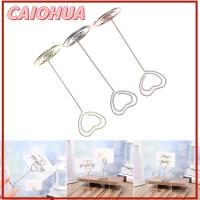 CAIOHUA 1/5pcs เมทัลลิค แฟชั่น ที่หนีบกระดาษ ตกแต่งเดสก์ท็อป รูปหัวใจ ผู้ถือหมายเลขตาราง บัตรสถานที่ คลิปรูปภาพ ที่หนีบขาตั้ง