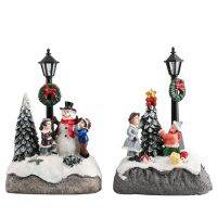 【hot】❁  Glowing Village Resin Ornament New Year Figurine Decorations