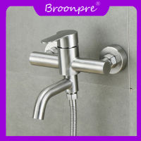 Broonpre ก๊อกน้ำฝักบัวในห้องน้ำสแตนเลสTripleก๊อกอ่างอาบน้ำผสมร้อนเย็นวาล์วผสมหัวฉีดแปะติดผนังอุปกรณ์เสริมในบ้าน