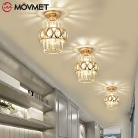 ZZOOI Light Luxury LED Ceiling Lamp lustre Crystal Novelty Iron Glass Bedroom Aisle Balcony Corridor Living Room Bathroom Single Head