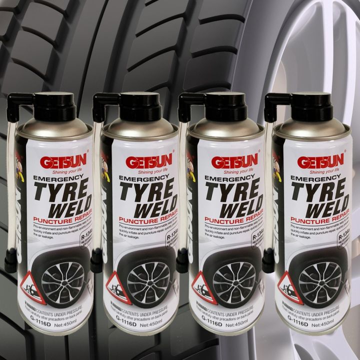 สเปย์เติมลมรถ-ที่เติมลมยาง-getsun-tyre-weld-450ml-r-134a-สเปร์ปะยาง-สเปย์ปะยาง-อุปกรณ์ปะยาง-พร้อมเติมลมยางฉุกเฉิน-สเปย์ปะยางเติมลม