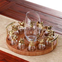 Wine Set Crystal Glass Cup 12 Zodiac White Wine Glass Decanter Set Club Party Wine Glass Chinese Retro Wine Glasses Set