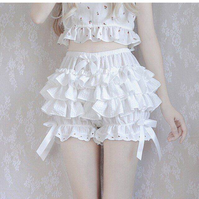 Women's Lolita Lace Satin Bloomers French Knickers Panties | Ruffled Shorts 5 thumbnail image