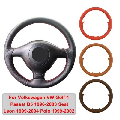 Hand stitched Artificial Leather Car Steering Wheel Cover For Volkswagen VW Golf 4 Passat B5 Seat Leon Polo Steering Wheel Braid