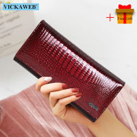 Free Gift Magnetic Hasp Wallet Women Genuine Leather Coin Purse Ladies Long Fashion Wallets Female Purses Card Hold Money Bag