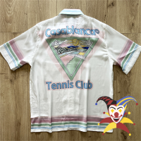 CASABLANCA Shirt Men Women Hawaiian Beach Triangle Tennis Pattern Silk Shirts