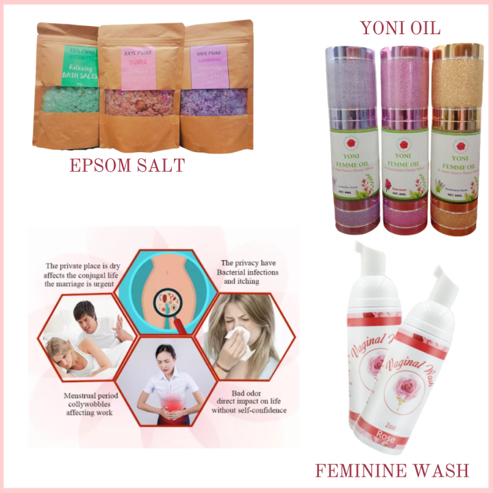 BUNDLE (Epsom Salt + Feminine Wash + Yoni Oil) Epsom bath salt for foot