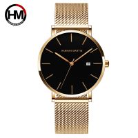 Gold Japanese Calendar Quartz Movement Watch Stainless Steel Mens Watch Business Casual Watch Mens Waterproof Watch 【QYUE】