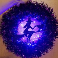 37CM Happy Halloween Wreath With LED Light Up Black Bat Cat Wreath Pendant Halloween Wreath Decoration For Home Party Supplies