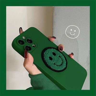 「16- digits」หน้ายิ้มน่ารักสีทึบสีเขียวเคสโทรศัพท์สำหรับ Iphone 11 Pro Max Xs 12 Mini กันกระแทกสำหรับ Iphone 13 Xr X 7 Plus 8 6S
