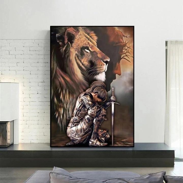 โมเดิร์นศิลปะแรงบันดาลใจพระเยซู-lion-art-ภาพวาดผ้าใบ-wall-art-โปสเตอร์พิมพ์ภาพผนังสำหรับห้องนั่งเล่นห้องนอนตกแต่งบ้าน