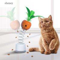 SHENY อาหารของเล่นแครอทสีส้มรั่วสำหรับแมวตัวแกว่งพลาสติกสำหรับที่ใส่อาหารสัตว์ของเล่นแมวพร้อมตัวดูดแก้วน้ำตัวต่อสัตว์เลี้ยงเล่นด้วยตัวเอง