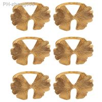 6Pcs/Lot Retro Ginkgo Leaf Napkin Buckle Napkin Ring Suitable For Dinner Decoration Of Wedding Hotel Banquet Table