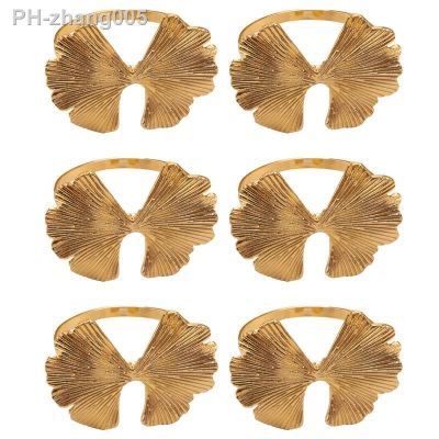 6Pcs/Lot Retro Ginkgo Leaf Napkin Buckle Napkin Ring Suitable For Dinner Decoration Of Wedding Hotel Banquet Table