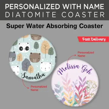 Personalised Diatomite Coaster with names Great personal gift for