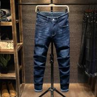 CODwuyan8340 Jeans Men Simple Handsome Skinny Pants Denim Trousers Korean Version Plain Elastic Casual Versatile Work