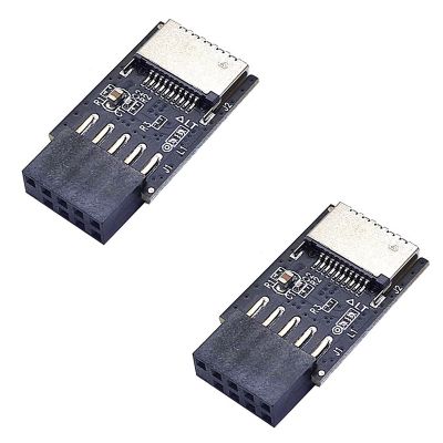 2X Motherboard USB2.0 9Pin to TYPE-C A-KEY Front Connector Converter USB3.2 TYPE-E Interface Header Adapter