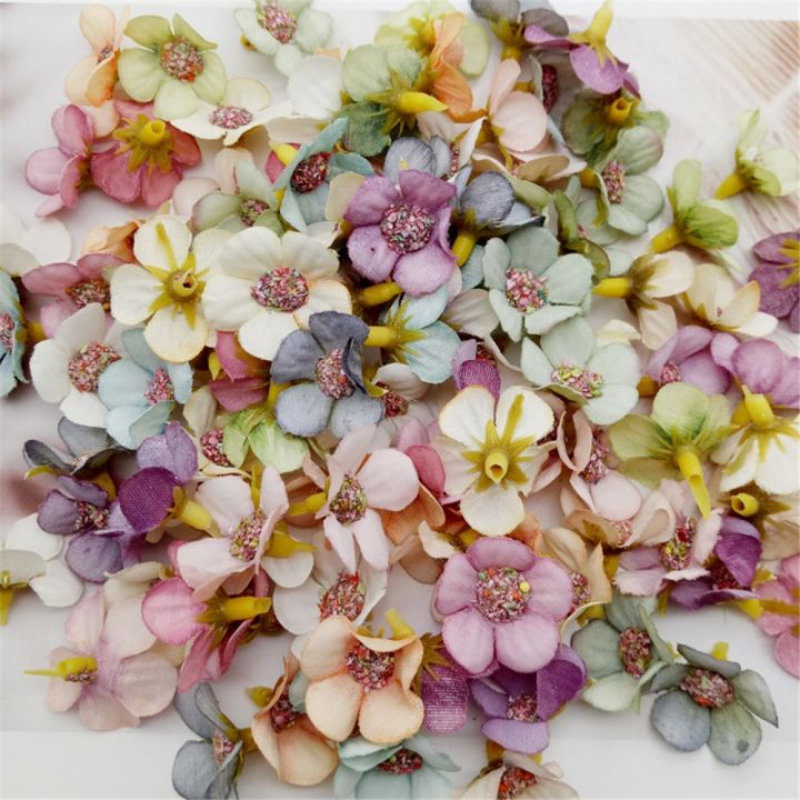 ayiq-flower-shop-150ชิ้นหัวดอกเดซี่หลากสีผ้าไหมเทียมดอกไม้ขนาดเล็กสำหรับของตกแต่งงานแต่งงานในบ้านอัลบั้มพวงมาลัย
